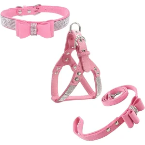 Bowtie Dog Collar Harness Set