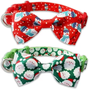 Christmas Dog Collar with Bow Tie