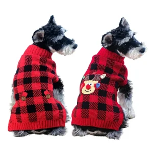 Plaid Pet Dog Sweaters Turtleneck